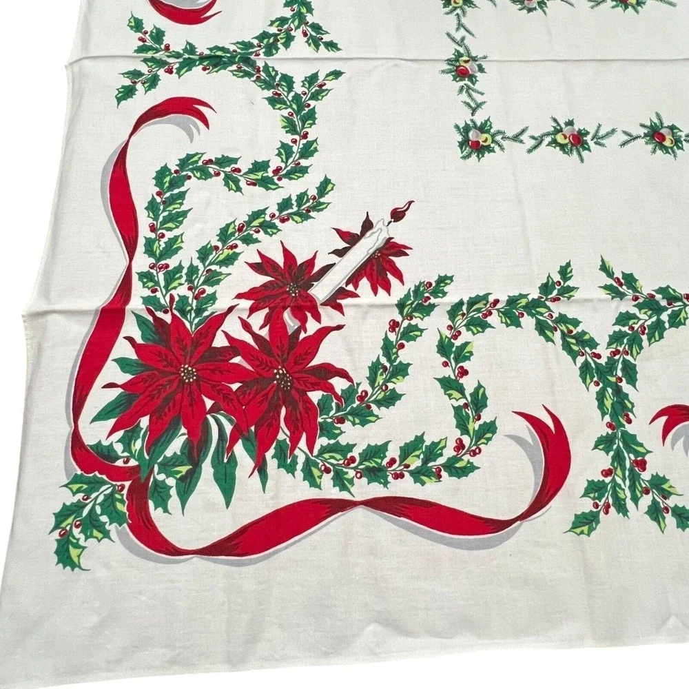 Christmas Tablecloth Vintage 49 x 61